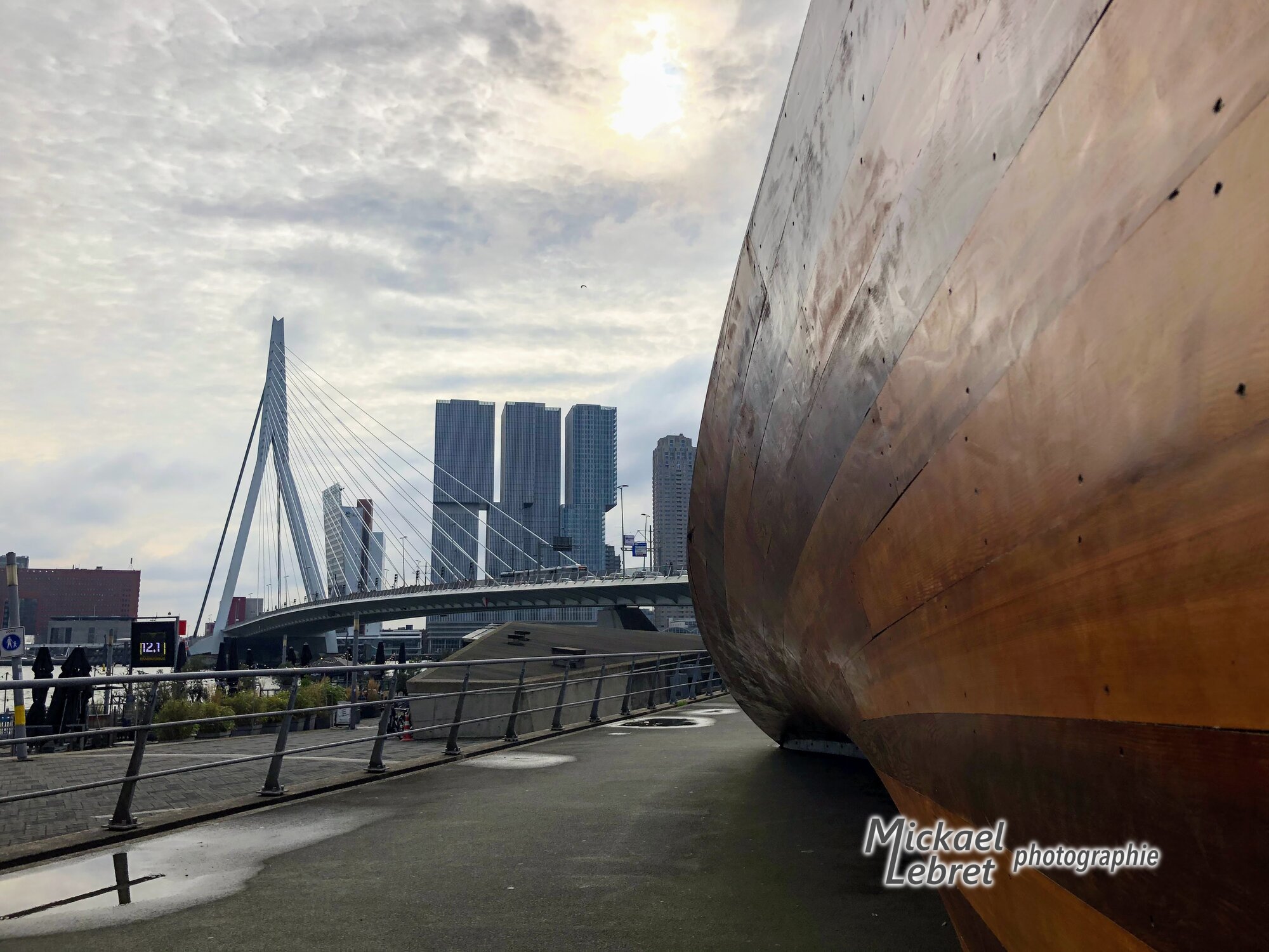 « Twist & Shout », l'Erasmusbrug et les tours De Rotterdam depuis le Willemsplein
