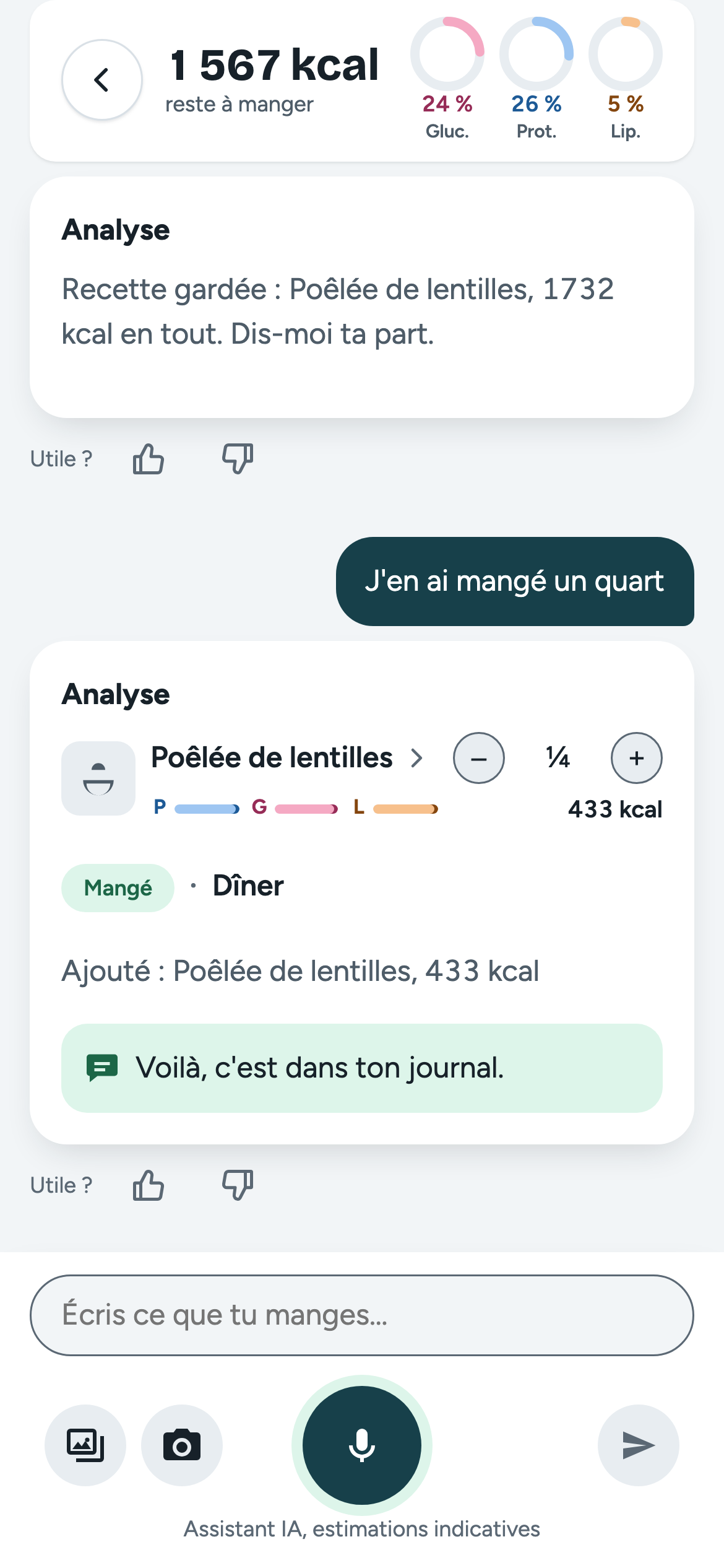 Une recette maison, puis un quart compté