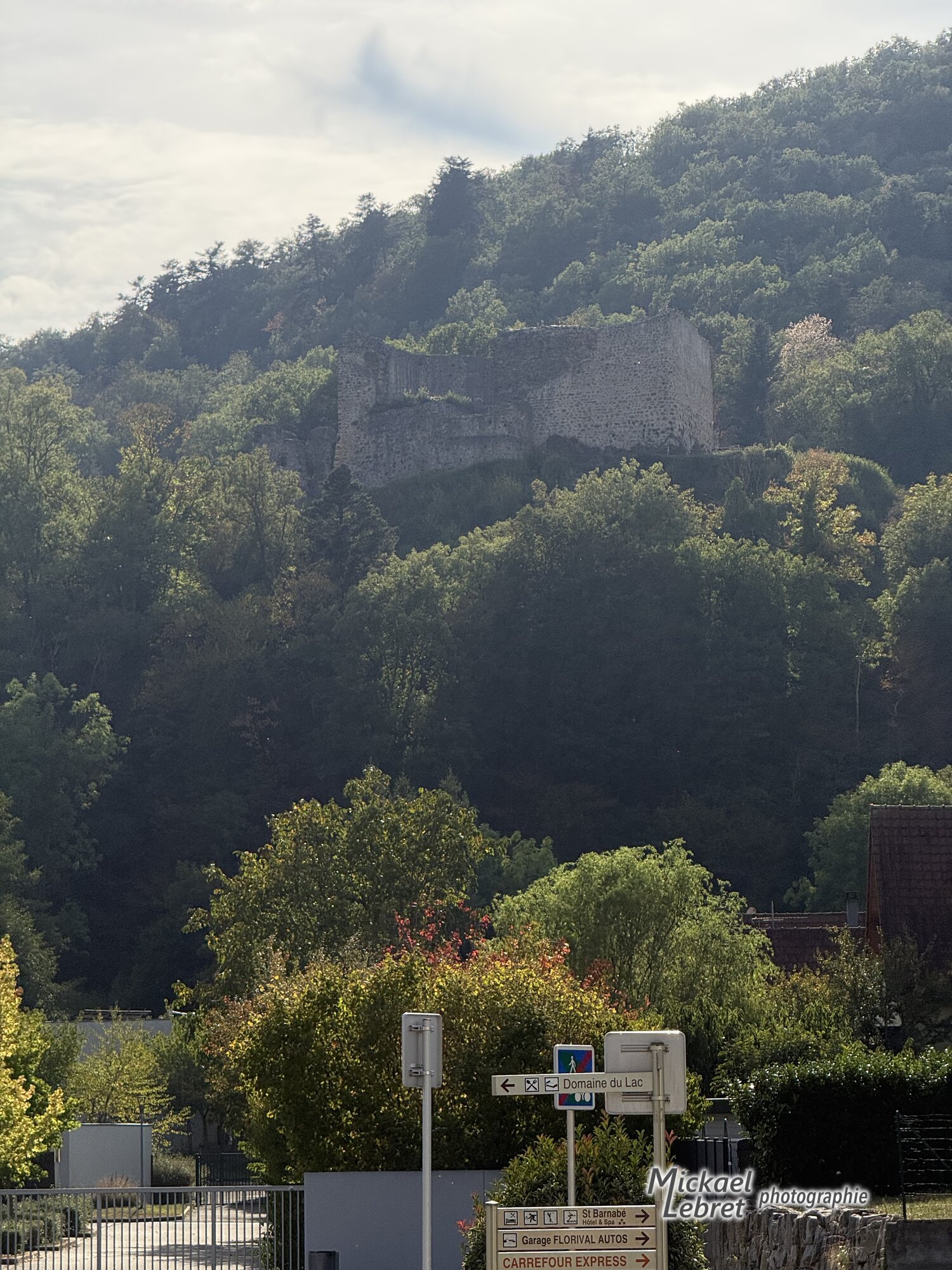 Les ruines du château du Hugstein sur le versant boisé