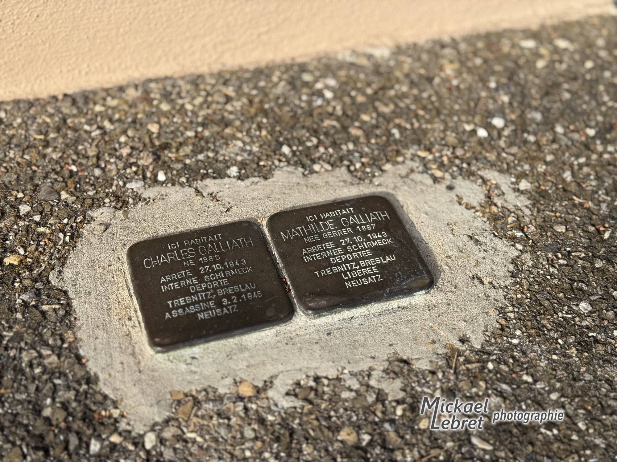 Les pavés de mémoire de Charles et Mathilde Galliath