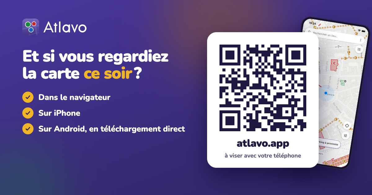 Un QR code vers la carte d'Atlavo, à viser avec un téléphone